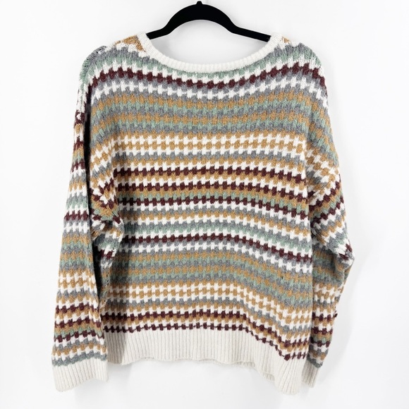 ✅ KNOX ROSE Striped Multicolor Women's Sweater SIZE X-LARGE SCOOP NECK - Picture 1 of 4